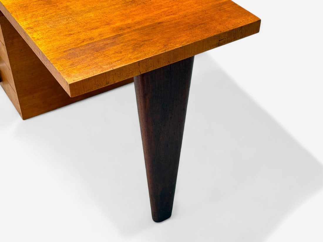 Andrew Szoeke, Satinwood, Oak, Writing Desk and Chair, USA, 1950s - 9