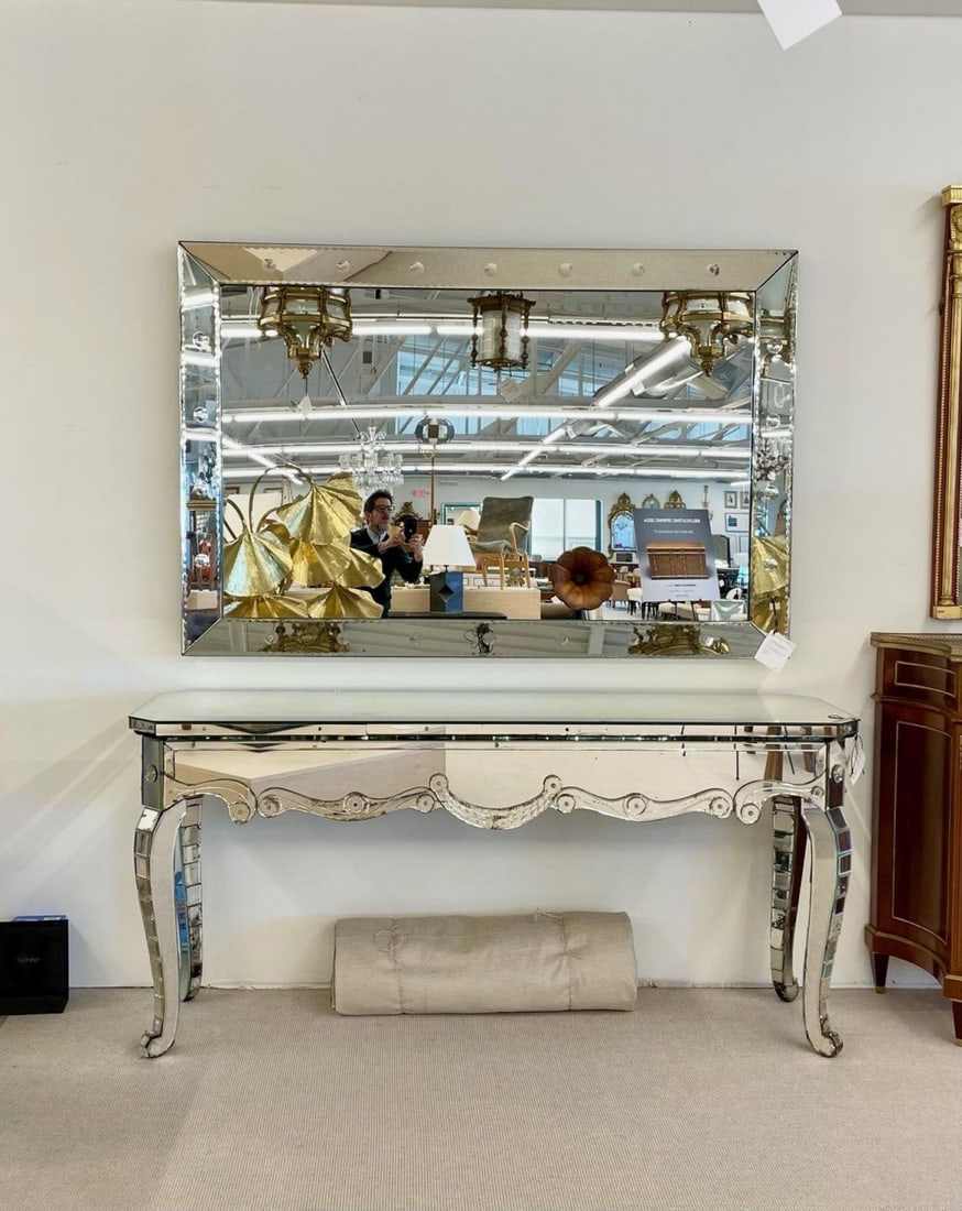 Palatial Art Deco Bubble Form Console or over the Mantel Mirror - 6