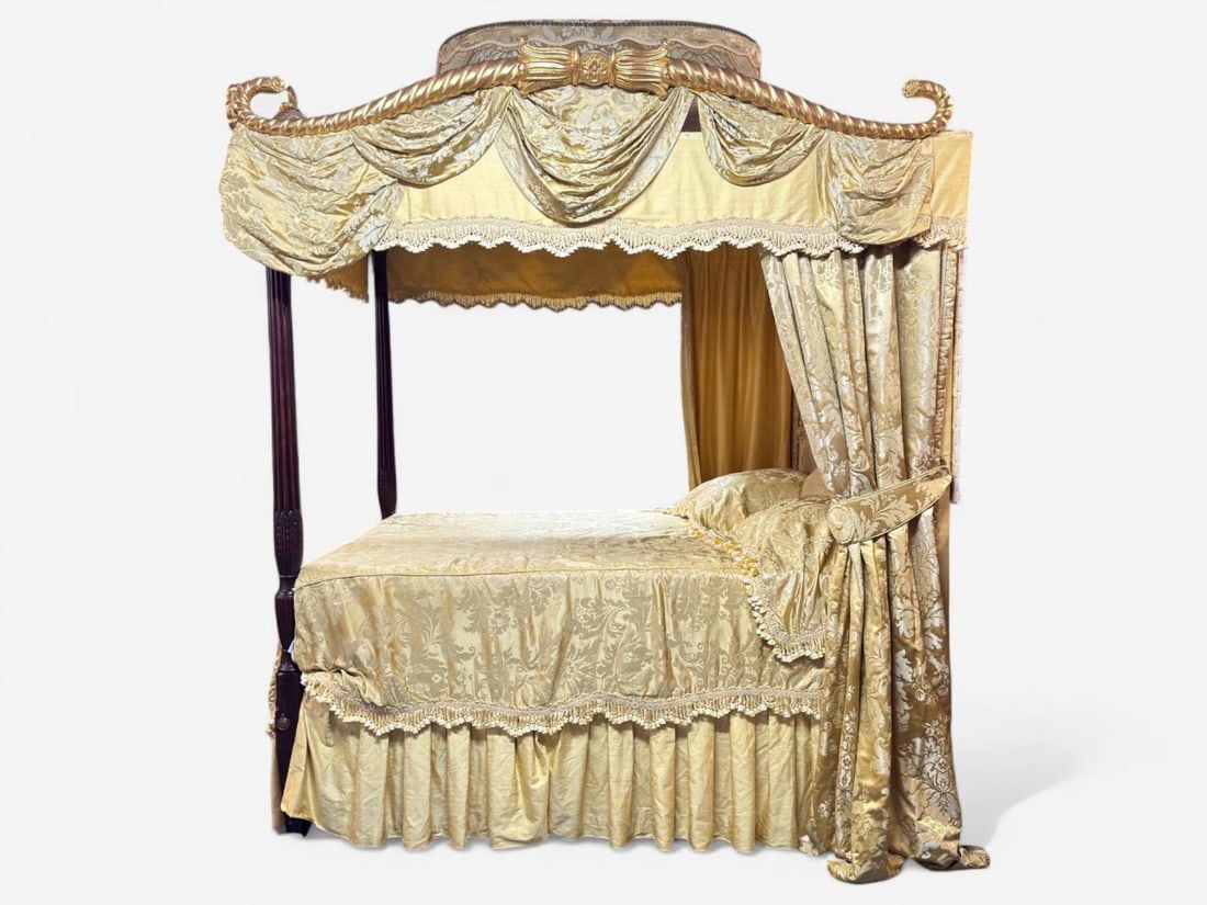 George III, Mahogany, Gilt-Wood, Silk, Canopy Bed, England c. 1880s - 10