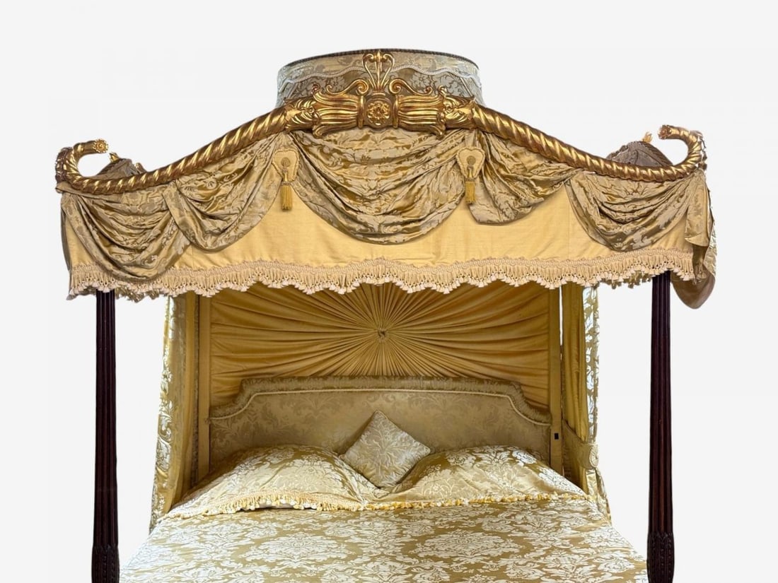 George III, Mahogany, Gilt-Wood, Silk, Canopy Bed, England c. 1880s - 6