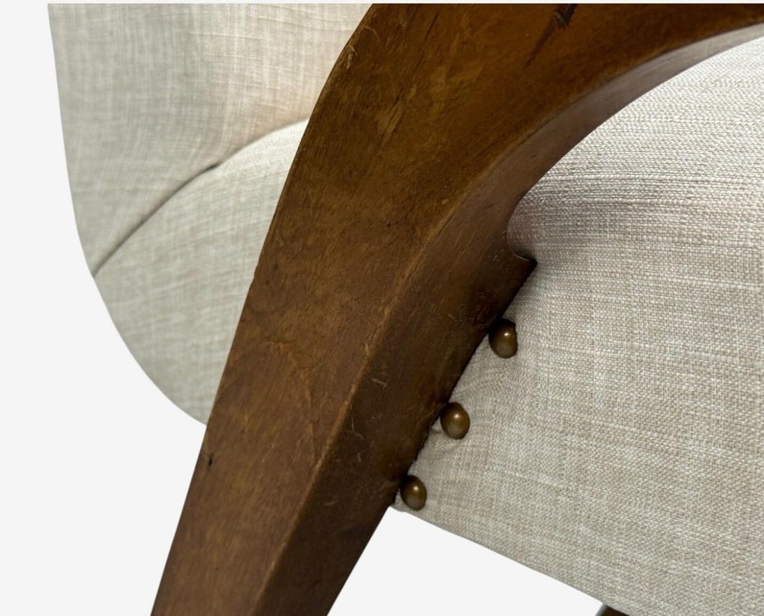 Malatesta & Masson, Beige Fabric, Wood, Occasional Chairs, Italy, 1950s - 8