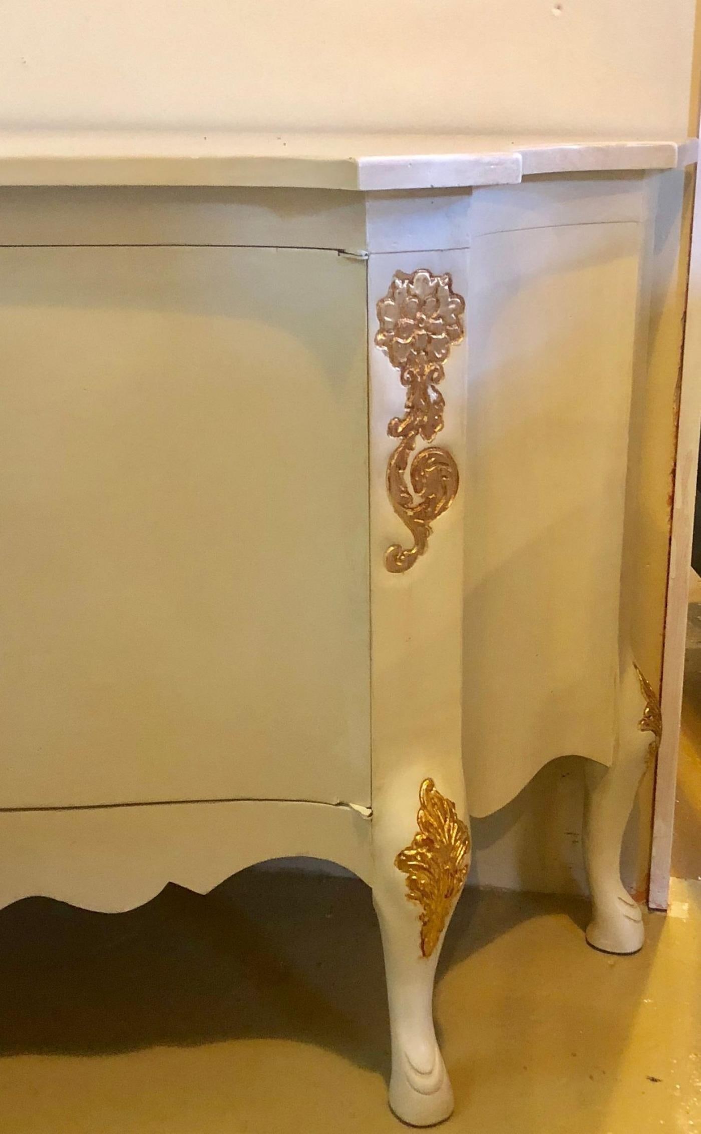 Louis XV Style Parcel-Gilt and Paint Decorated Two-Door Cabinet Server Sideboard - 9