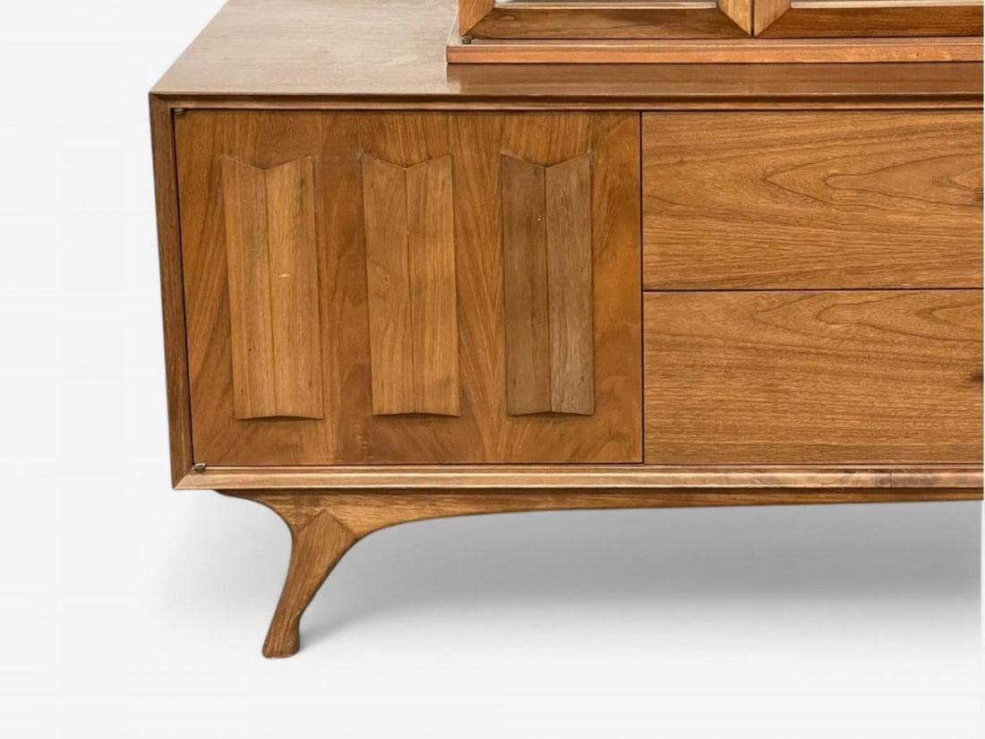 Duiske, Irish Mid Century Modern, Stained Wood, Glass, Breakfront, 1950s - 5