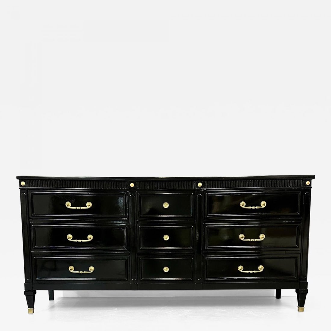 Hollywood Regency Black Lacquer Dresser, Chest, Sideboard, Maison Jansen Style (1 of 13)