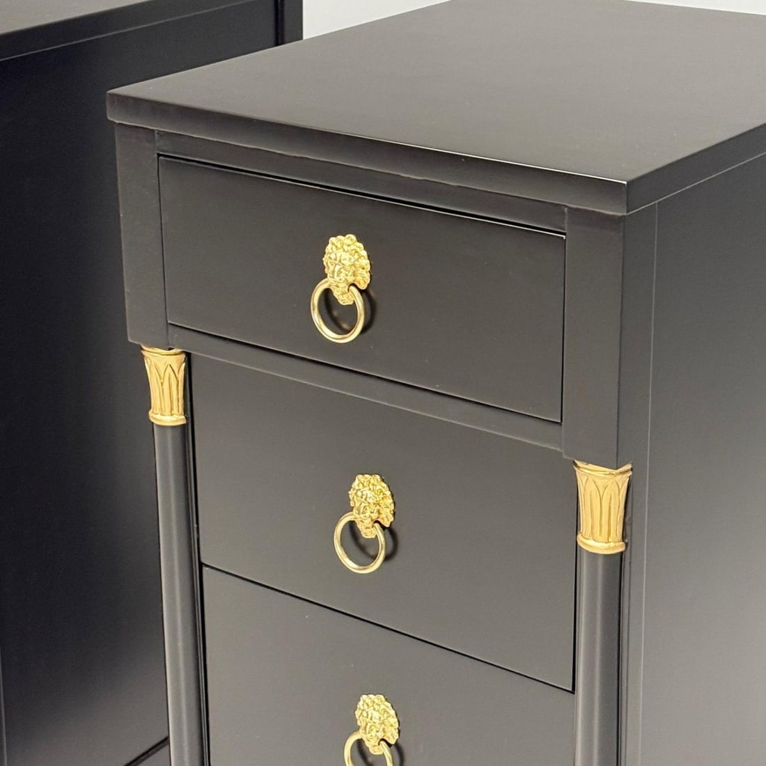 Jansen Style, Hollywood Regency, Nightstands, Ebony Finish, Bronze, 1940s - 7