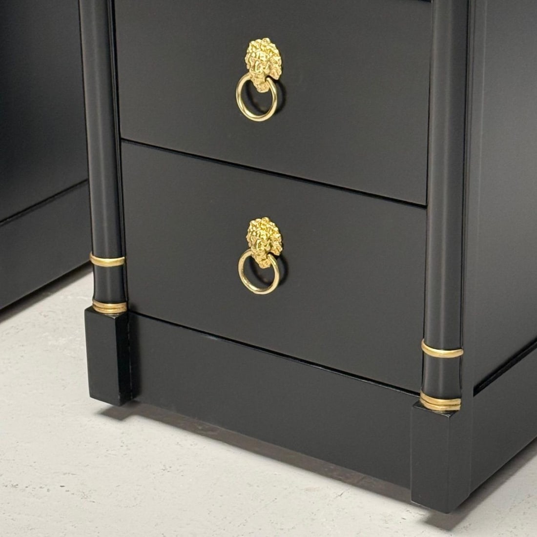 Jansen Style, Hollywood Regency, Nightstands, Ebony Finish, Bronze, 1940s - 8