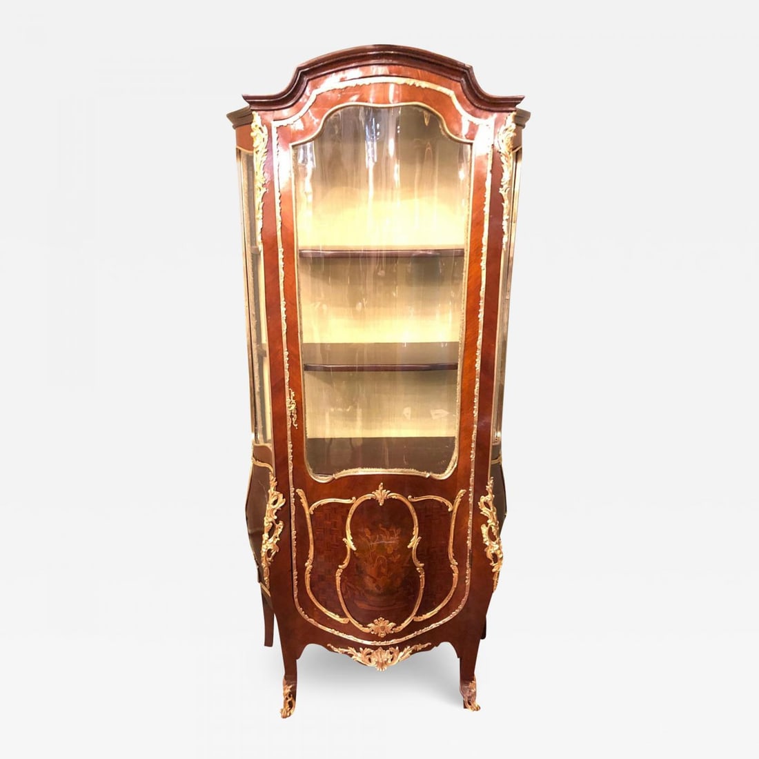 Linke Style Louis XV Curio / Vitrine Cabinet 19th-20th Century, Bombe Inlaid (1 of 12)