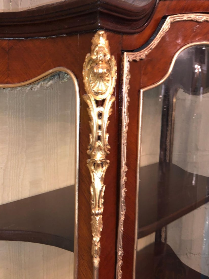 Linke Style Louis XV Curio / Vitrine Cabinet 19th-20th Century, Bombe Inlaid - 8