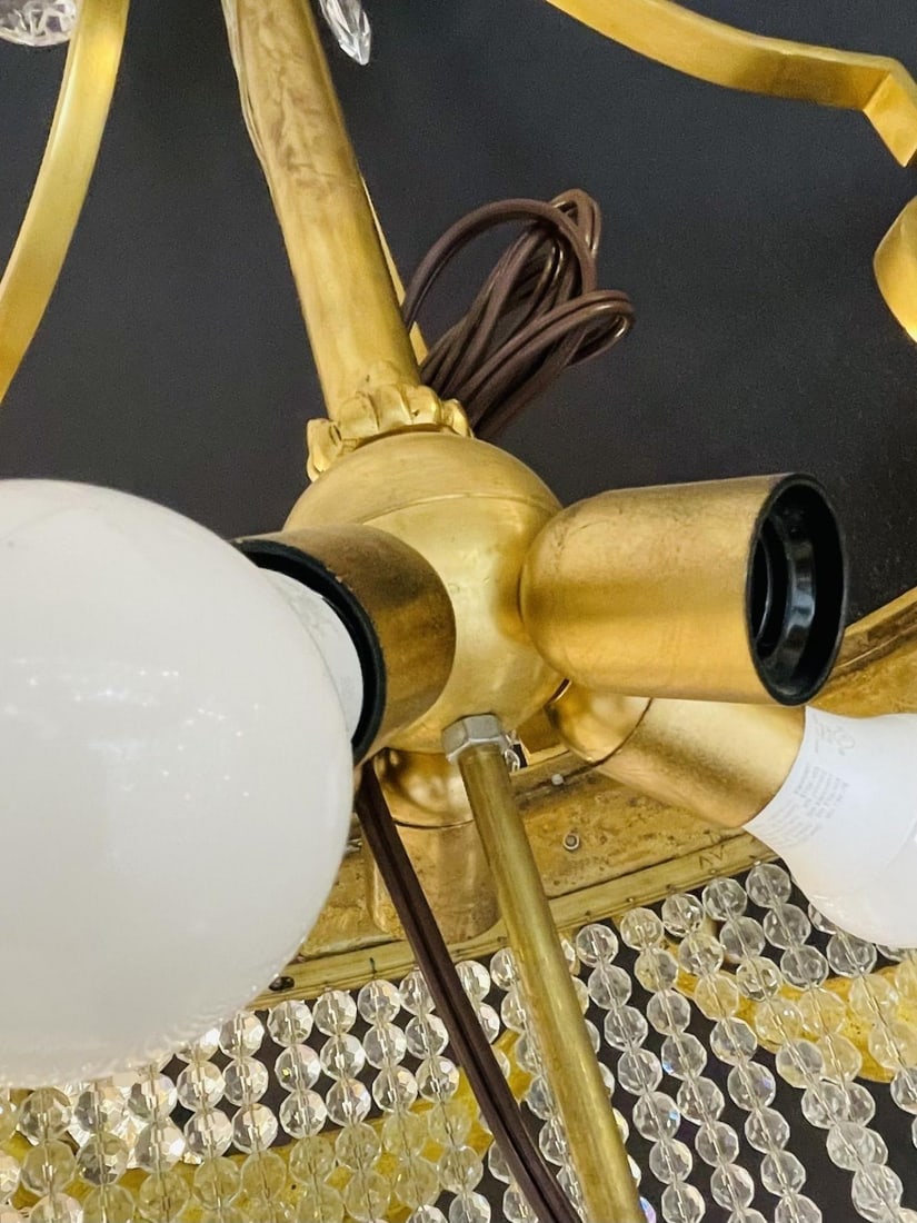 A Pair of Gilt Bronze Louis XVI Style Ballroom Chandeliers, Crystal, Rewired - 9