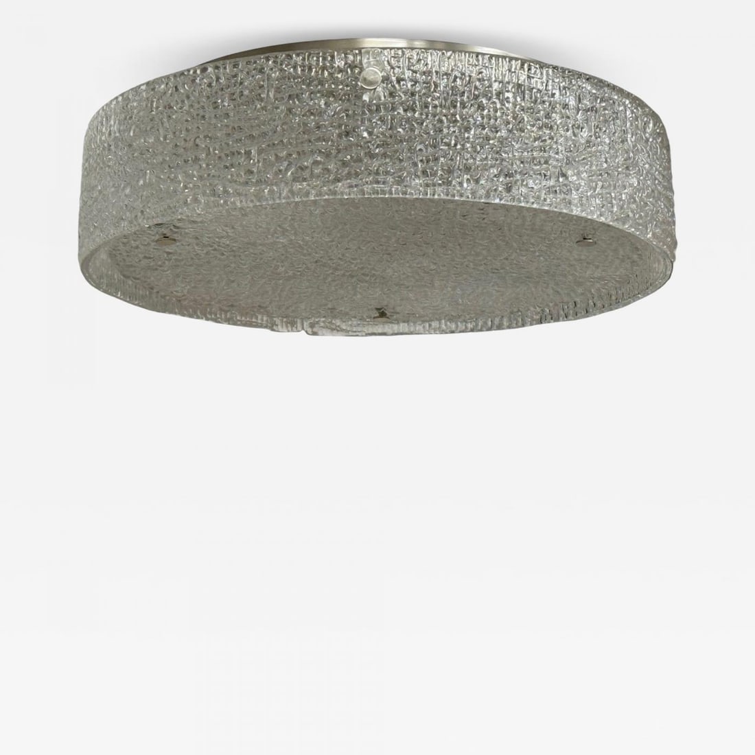 Kaiser Leuchten, Slumped Glass, Steel, Flushmount, Germany, 1960s: Title: Kaiser Leuchten, Slumped Glass, Steel, Flushmount, Germany, 1960s Description: Kaiser Leuchten, Mid-Century Modern, Slumped Glass, Steel, Flushmount, Germany, 1960s Circular flush mount