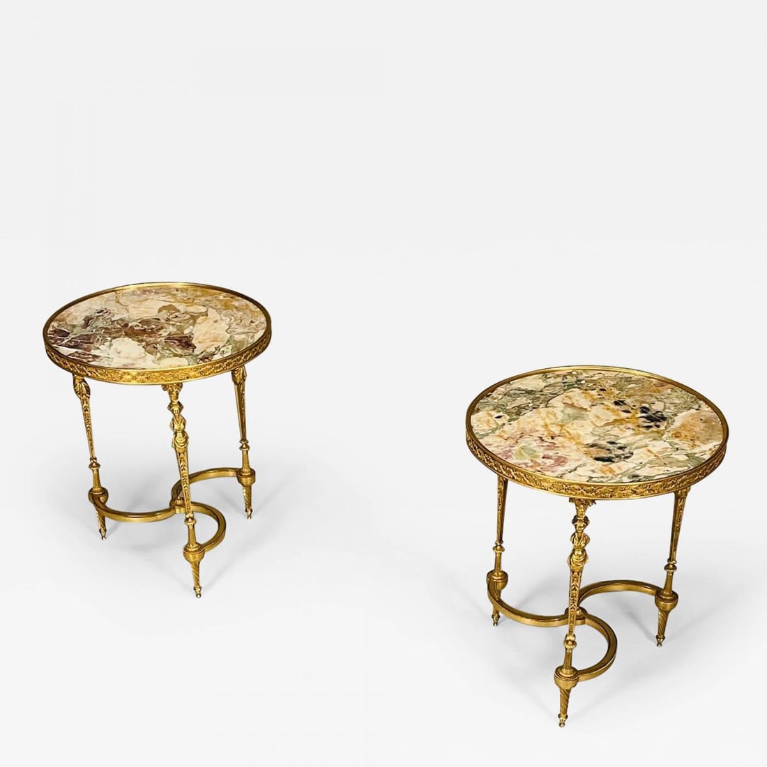 Pair of French Ormolu Marble Gueridons, Circular, 19th Century, Adam Weisweiler - 2