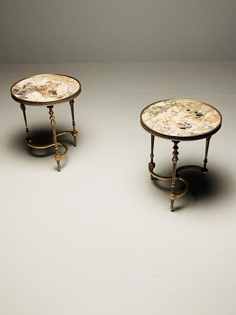 Pair of French Ormolu Marble Gueridons, Circular, 19th Century, Adam Weisweiler - 5