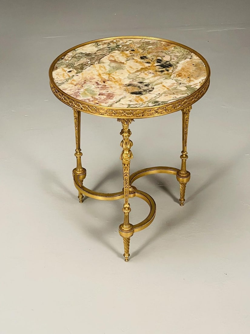 Pair of French Ormolu Marble Gueridons, Circular, 19th Century, Adam Weisweiler - 7