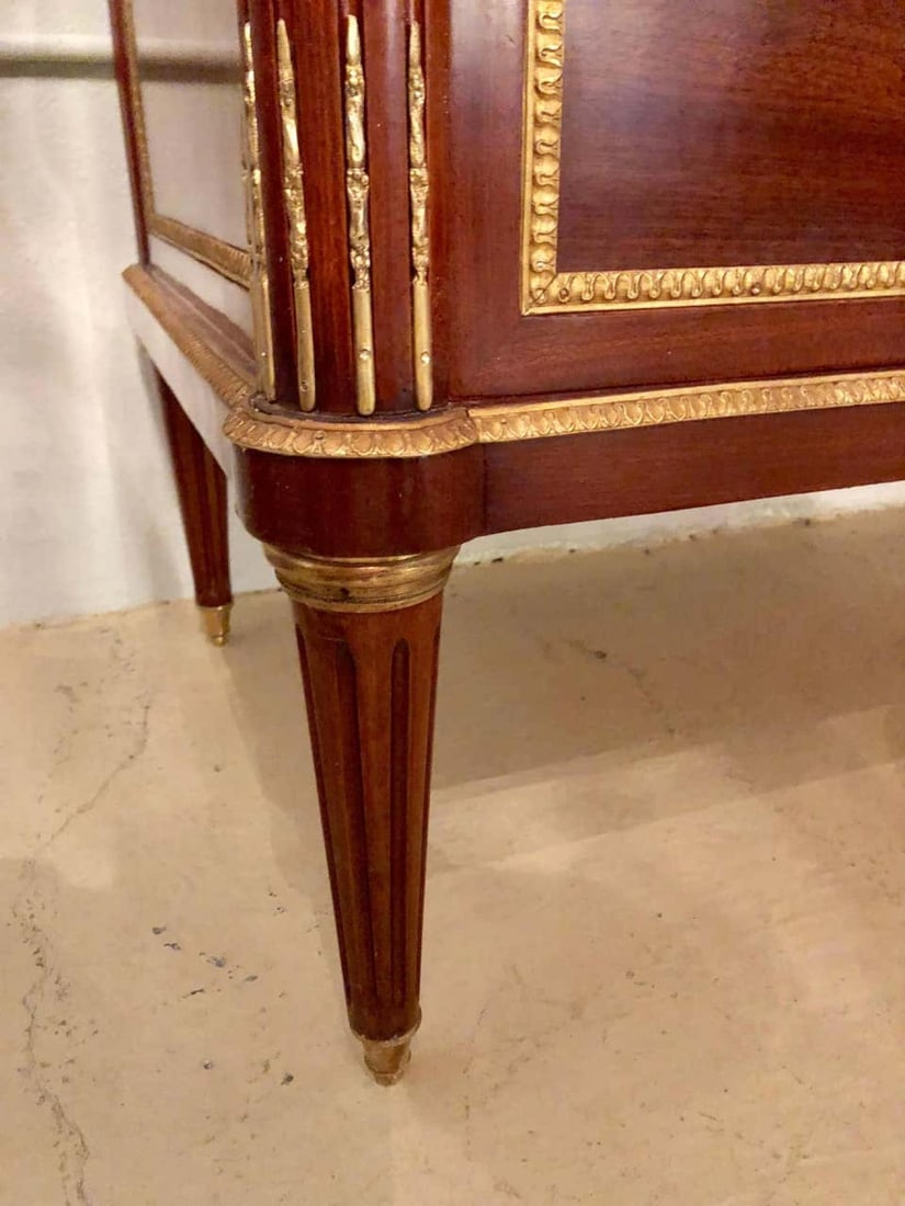 Pair of Monumental Louis XVI Style Marble Top Commodes Maison Jansen - 11