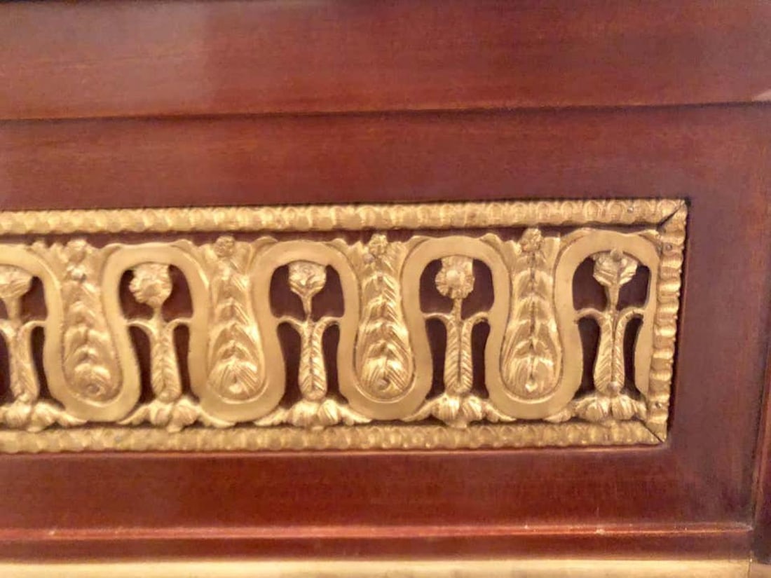 Pair of Monumental Louis XVI Style Marble Top Commodes Maison Jansen - 7