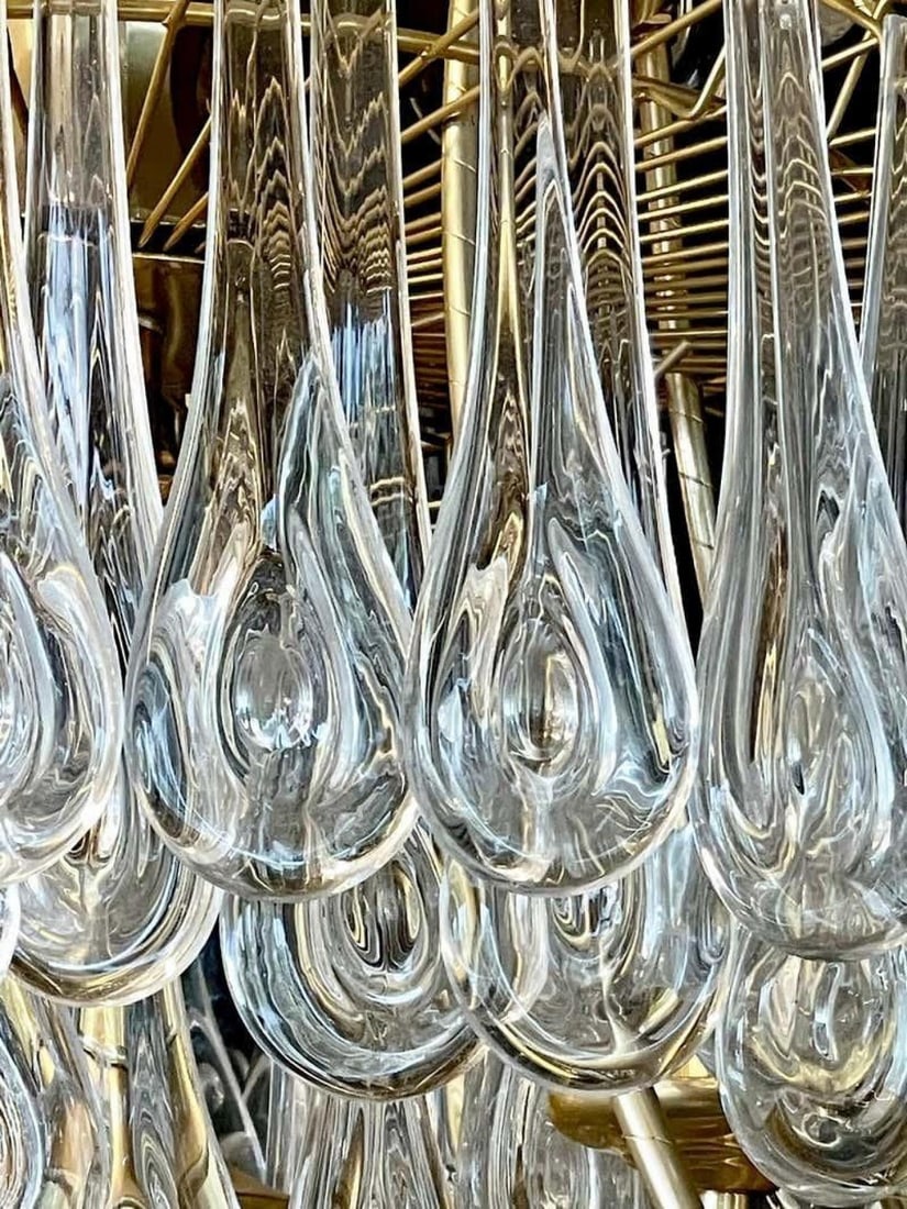 Hollywood Regency Gilt Bronze and Crystal Chandelier - 7