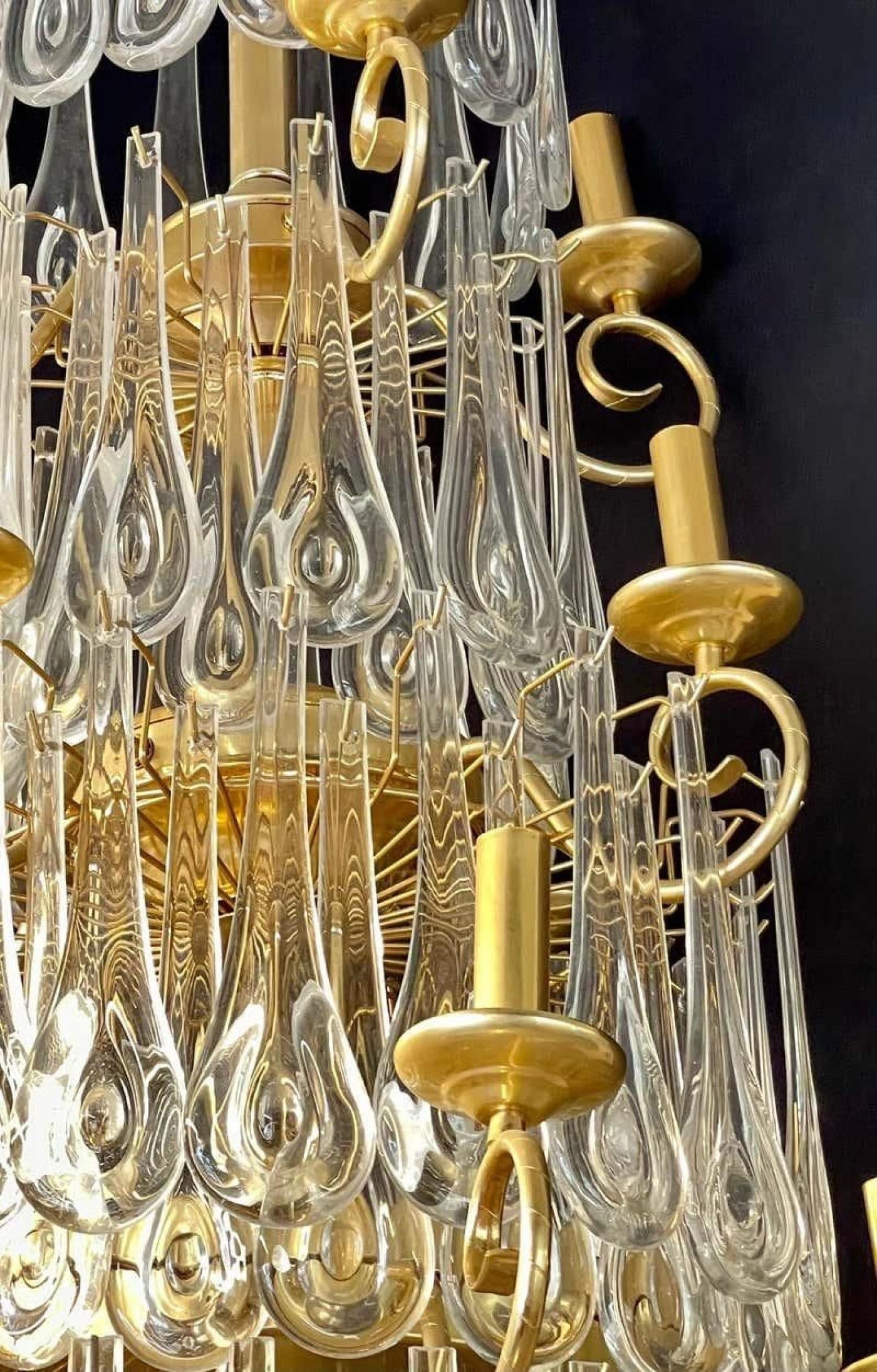 Hollywood Regency Gilt Bronze and Crystal Chandelier - 8
