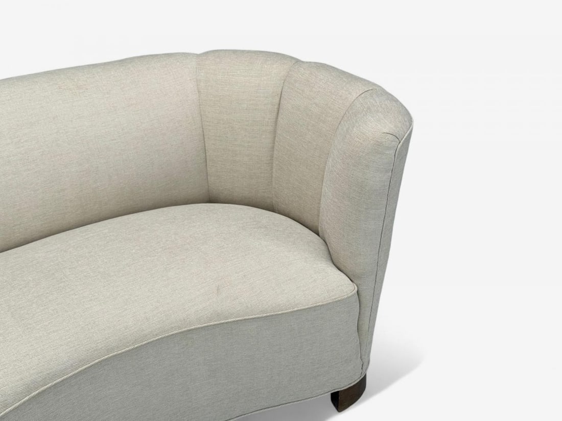 Danish Modern, Beige Fabric, Oak, Banana Sofa, Denmark, 1940s - 7