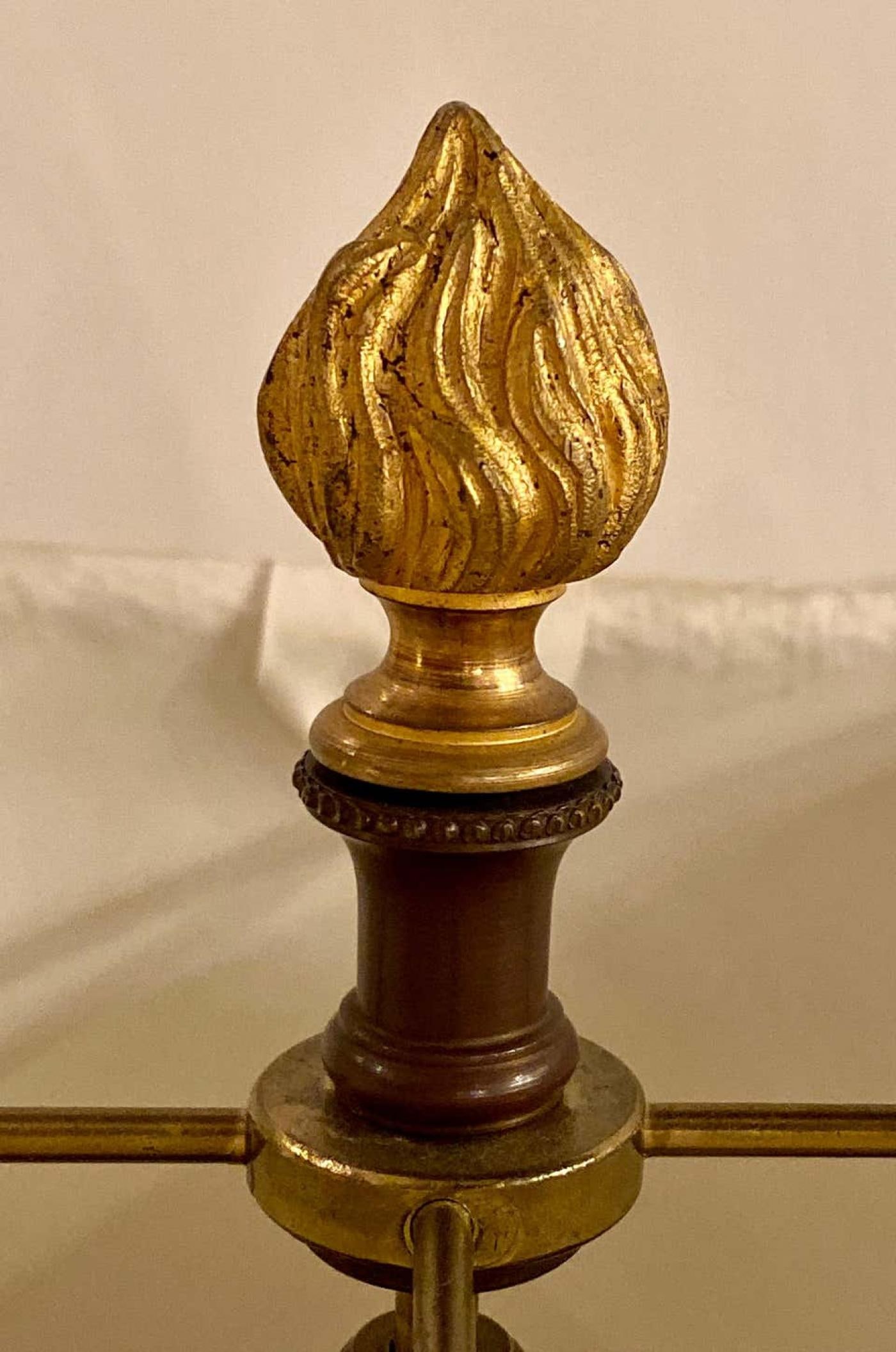 19th Century Marble and Bronze Table Lamp with Custom Shade, French - 11