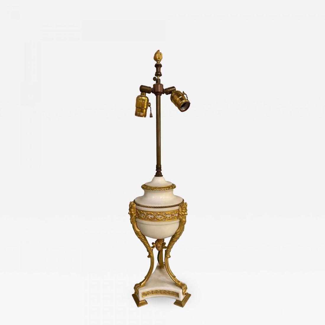 19th Century Marble and Bronze Table Lamp with Custom Shade, French (1 of 12)