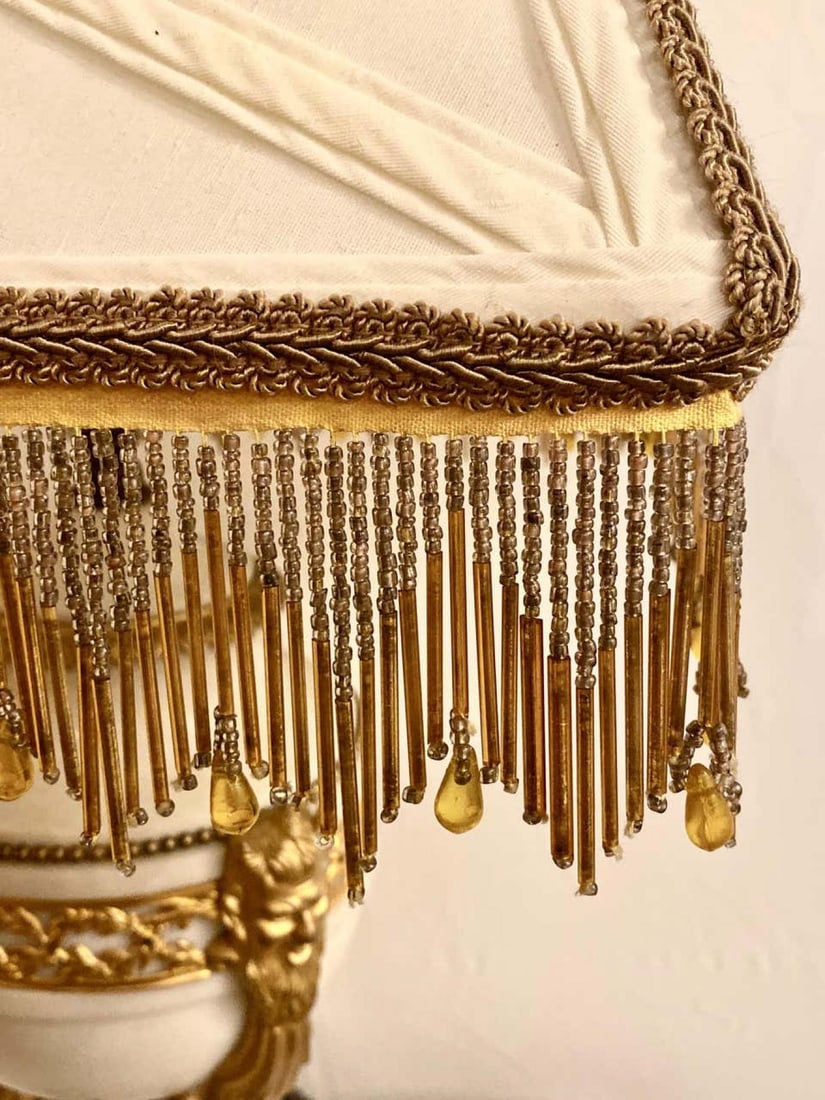 19th Century Marble and Bronze Table Lamp with Custom Shade, French - 8