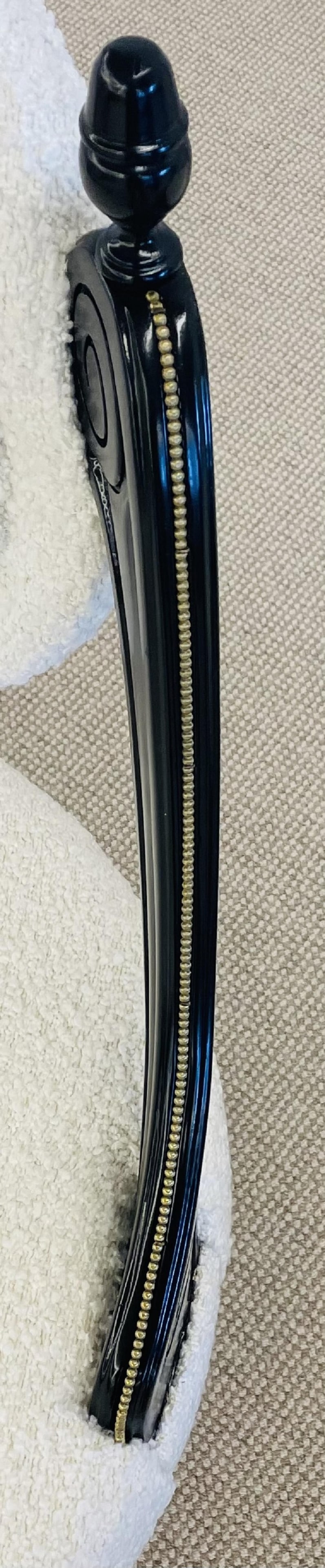 Hollywood Regency Ebony Boudoir, Fauteuil Chairs, New Boucle, Bronze, Jansen - 9