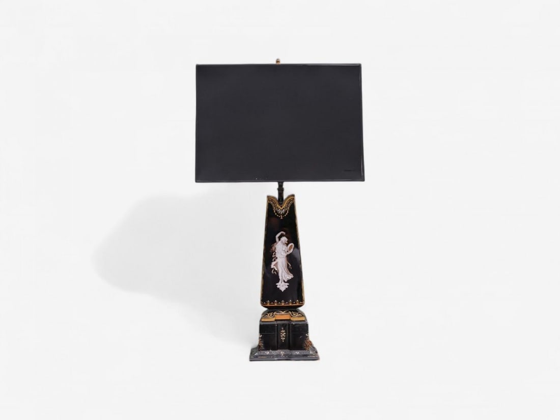 Hollywood Regency, Opaline, Bronze, Painted Table Lamps, France, 1920s - 3