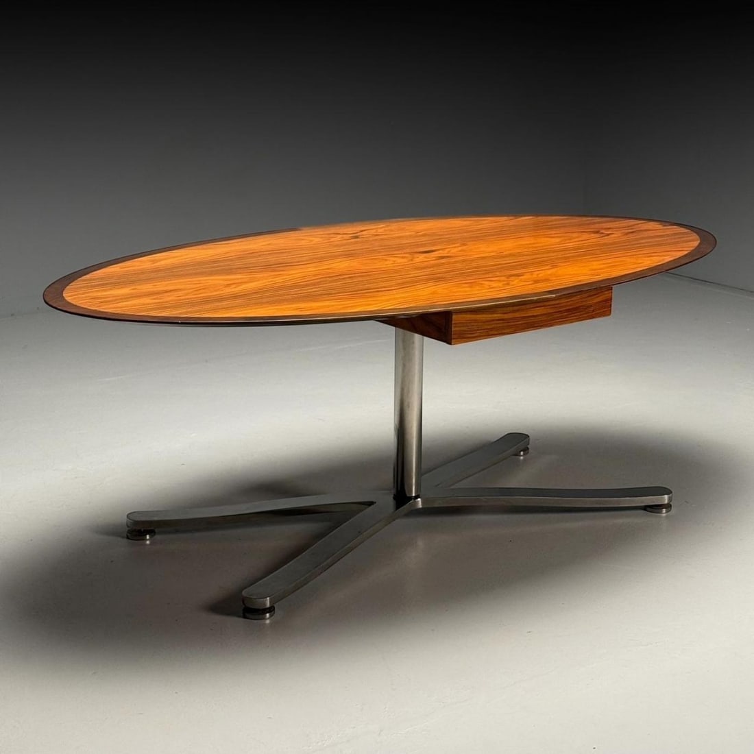 Pace, Mid-Century Modern, Writing Desk, Exotic Wood, Chrome, American, 20th C - 5