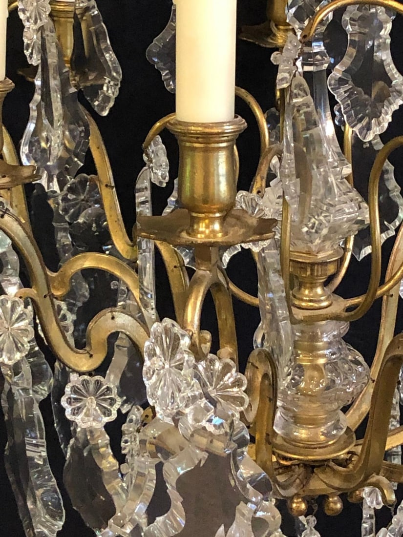 French Bronze and Crystal Gilt Chandelier, Louis XVI Style - 12