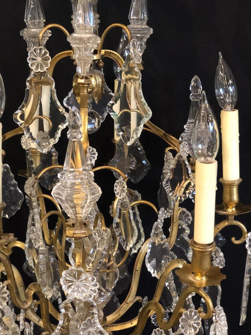 French Bronze and Crystal Gilt Chandelier, Louis XVI Style - 13