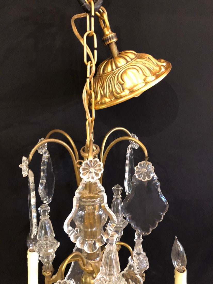 French Bronze and Crystal Gilt Chandelier, Louis XVI Style - 8