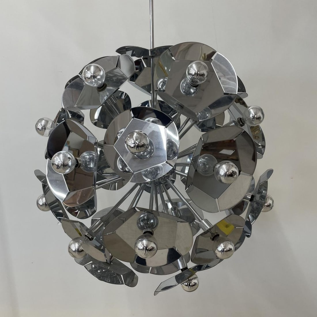 Large Italian Mid-Century Modern Sputnik Style Flower Chandelier, Round, Chrome - 4