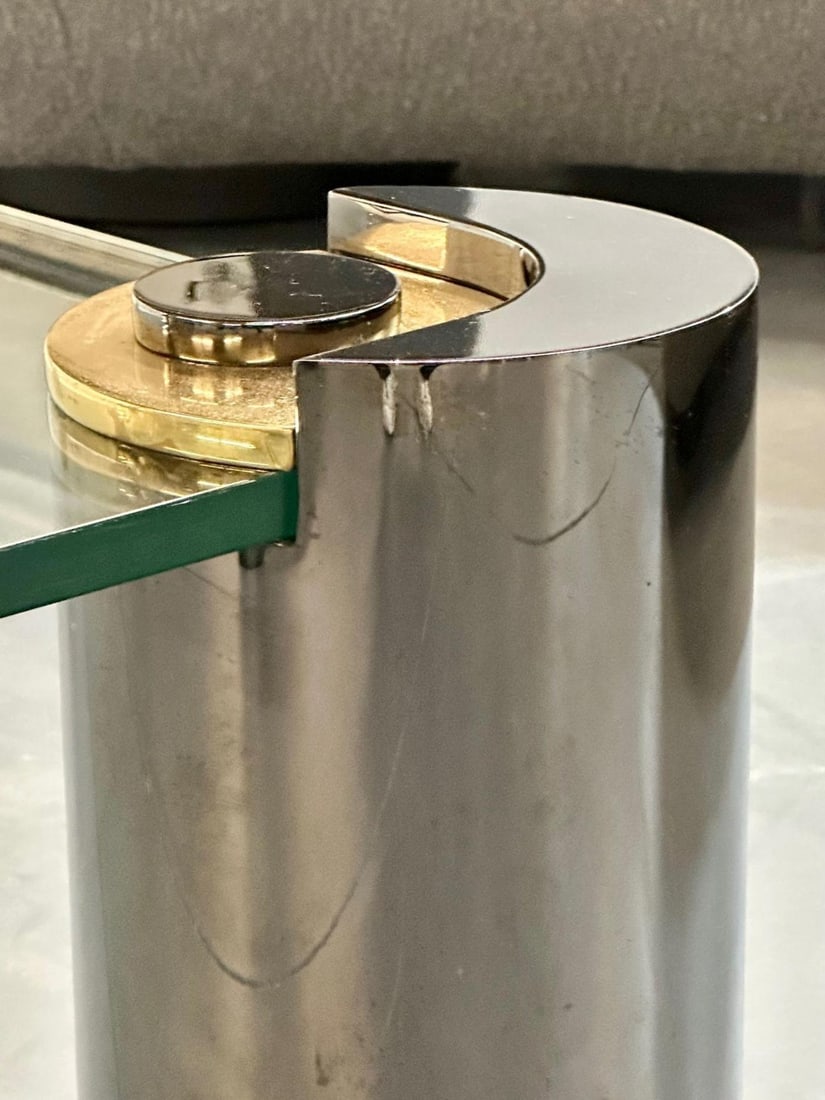 Signed Large Mid-Century Karl Springer Coffee / Cocktail Table, Gunmetal, Brass - 10