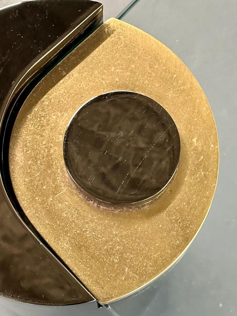 Signed Large Mid-Century Karl Springer Coffee / Cocktail Table, Gunmetal, Brass - 11