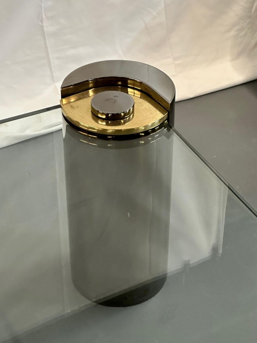 Signed Large Mid-Century Karl Springer Coffee / Cocktail Table, Gunmetal, Brass - 12