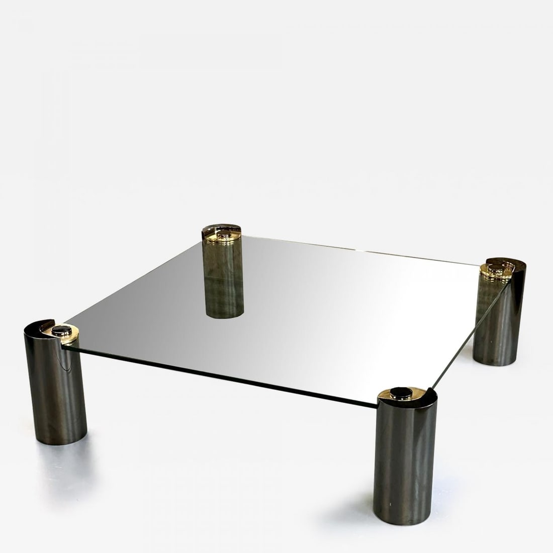 Signed Large Mid-Century Karl Springer Coffee / Cocktail Table, Gunmetal, Brass: Title: Signed Large Mid-Century Karl Springer Coffee / Cocktail Table, Gunmetal, Brass Description: Signed Large Mid-Century Karl Springer Coffee / Cocktail Table, Gunmetal, Brass A Large and Impressi