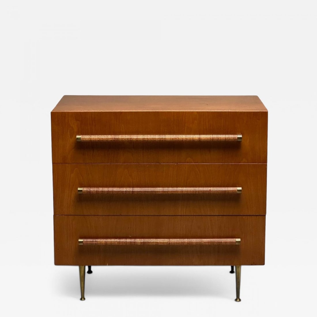 T.H Robsjohn-Gibbings, Widdicomb, Walnut, Cane, Brass, Cabinet, USA, 1950s (1 of 9)