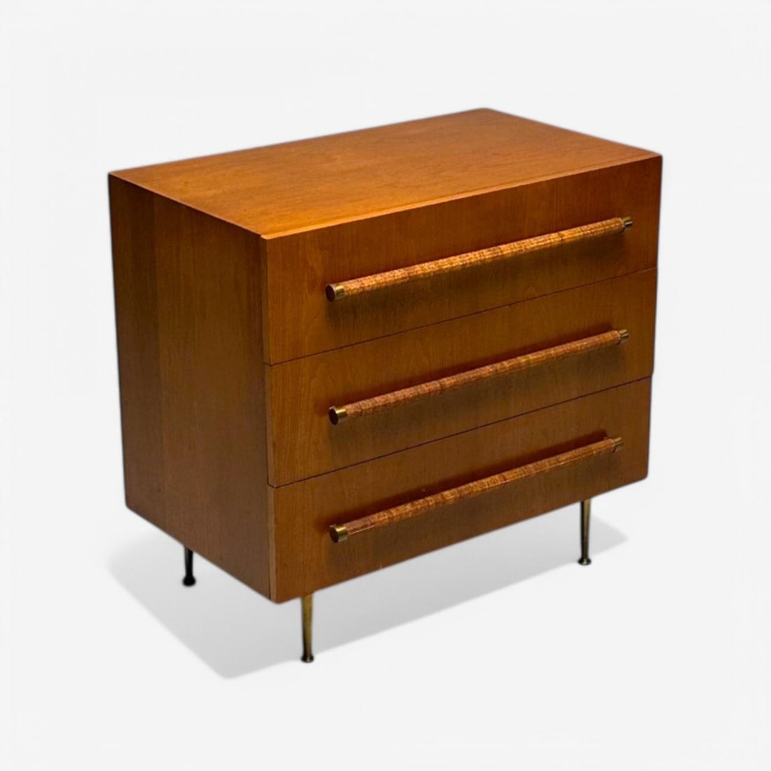 T.H Robsjohn-Gibbings, Widdicomb, Walnut, Cane, Brass, Cabinet, USA, 1950s - 3