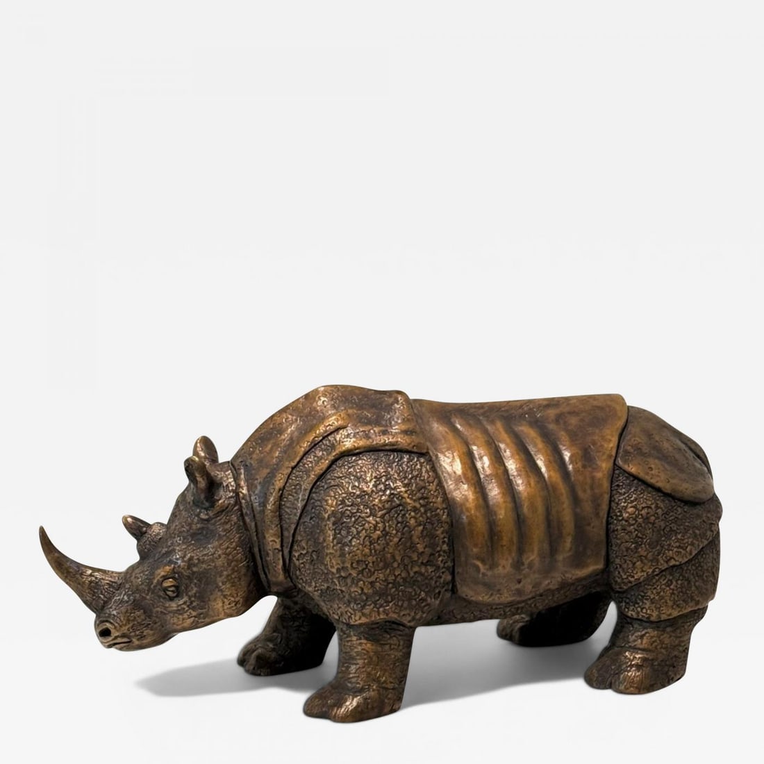 Modern Asian Rhino Sculpture, Hot Cast Bronze, American, 21st C. (1 of 11)