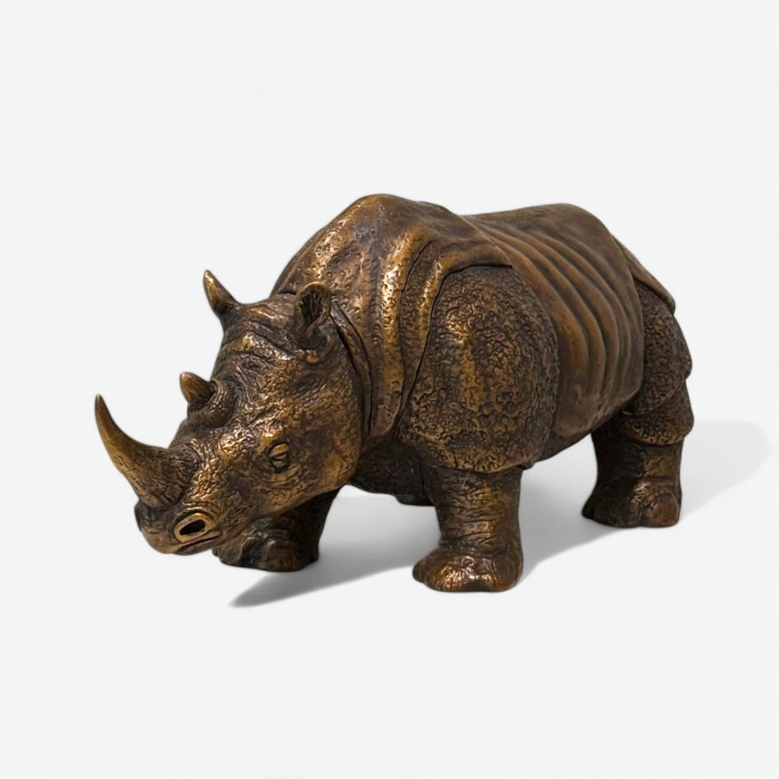 Modern Asian Rhino Sculpture, Hot Cast Bronze, American, 21st C. - 4
