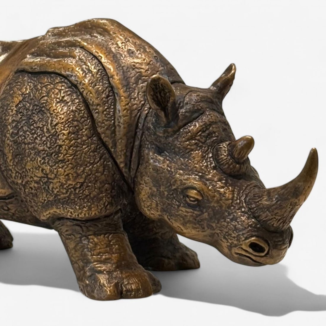 Modern Asian Rhino Sculpture, Hot Cast Bronze, American, 21st C. - 5