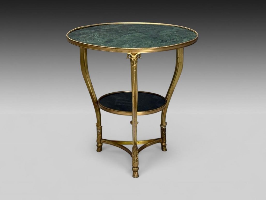 Louis XVI Style, Hollywood Regency, Bronze, Green Marble, Gueridons, 20th c. - 3