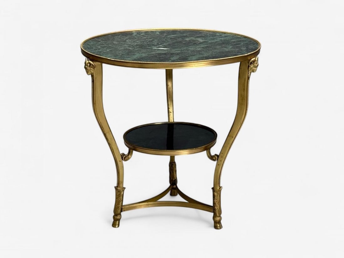 Louis XVI Style, Hollywood Regency, Bronze, Green Marble, Gueridons, 20th c. - 5