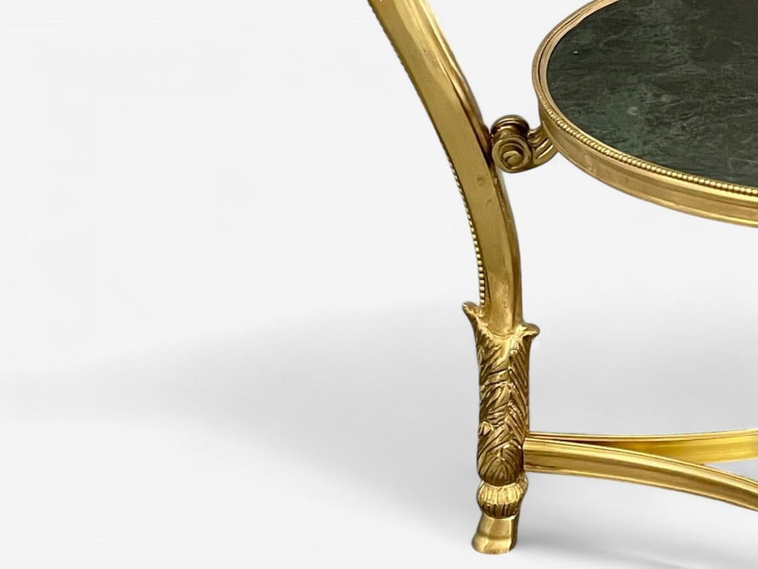 Louis XVI Style, Hollywood Regency, Bronze, Green Marble, Gueridons, 20th c. - 7