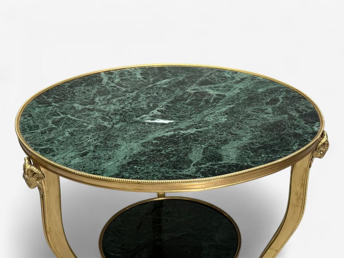 Louis XVI Style, Hollywood Regency, Bronze, Green Marble, Gueridons, 20th c. - 8