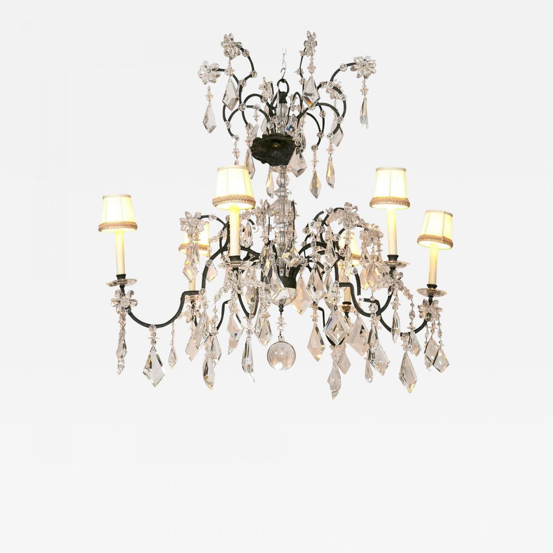 Holly Hunt Wrought Iron & Crystal Chandelier (1 of 10)
