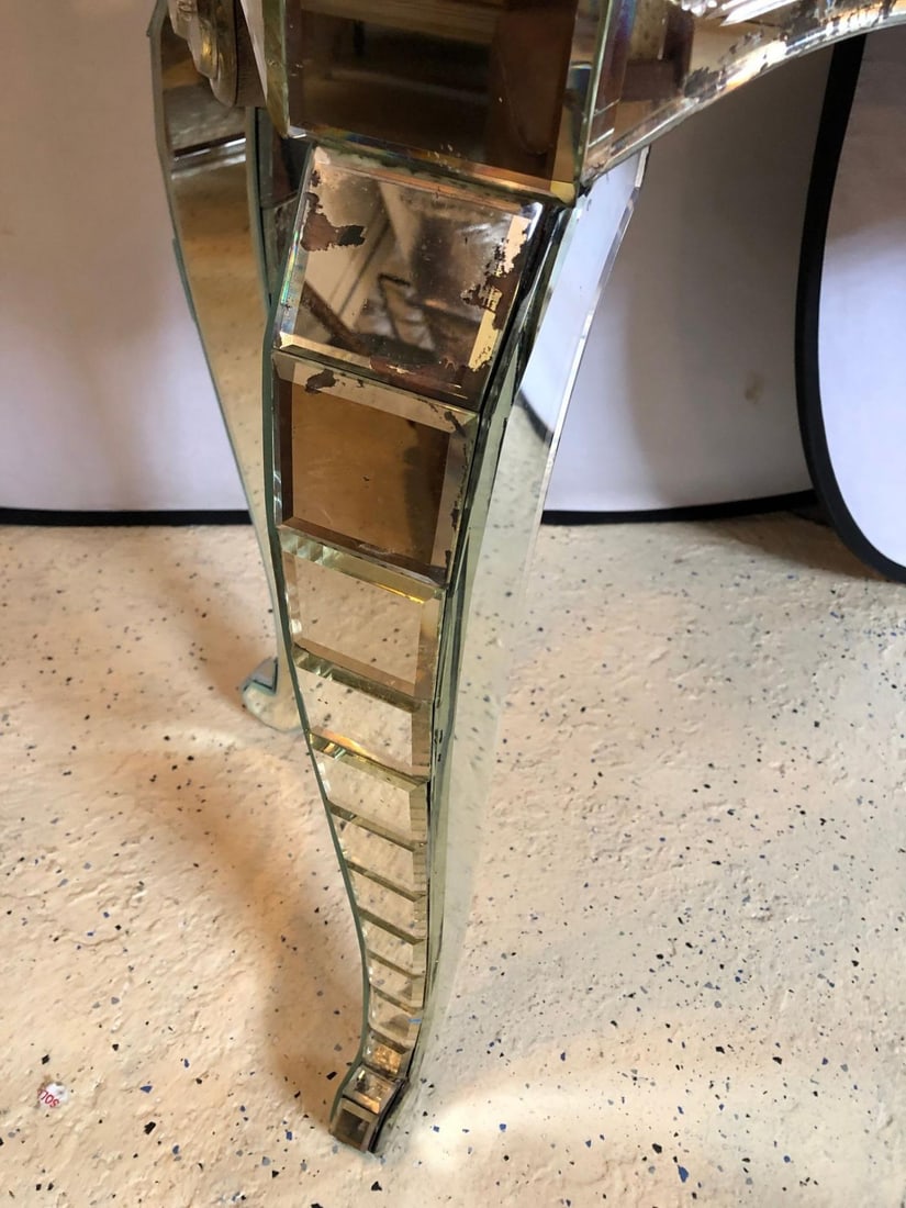 Hollywood Regency Mirrored Console with Applied Decoration and Cabriolet Legs - 8