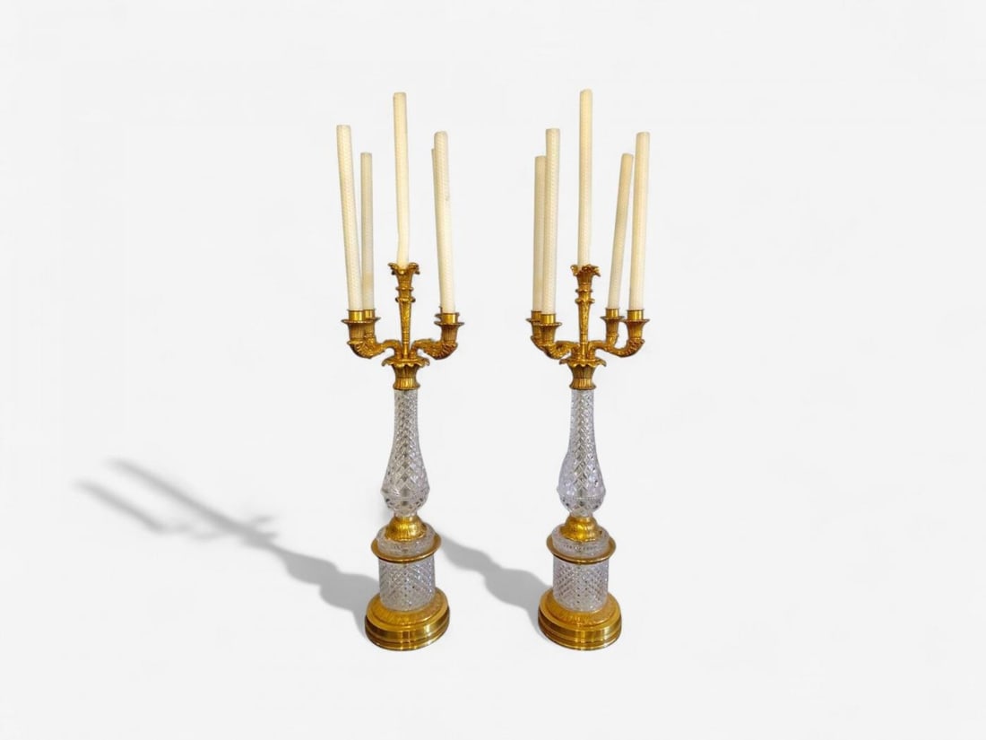 Hollywood Regency, Cut Crystal, Gilt Brass, Candelabras, France, 1930s - 5