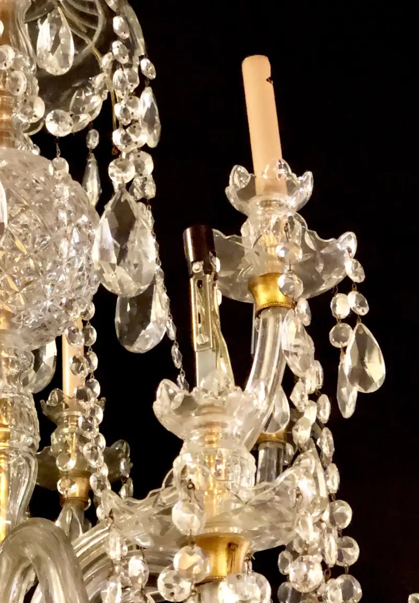 Waterford Style 1940 Cut Crystal Chandelier with Palatial Center Column Sphere - 10