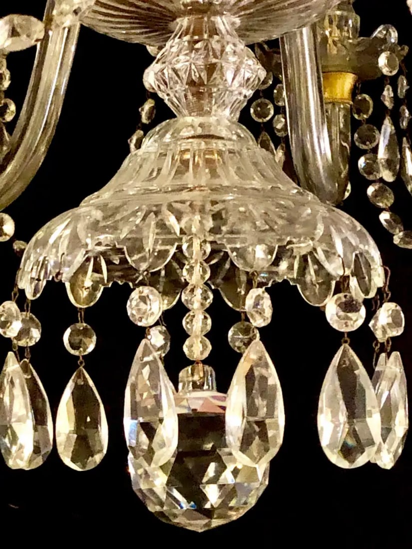 Waterford Style 1940 Cut Crystal Chandelier with Palatial Center Column Sphere - 13